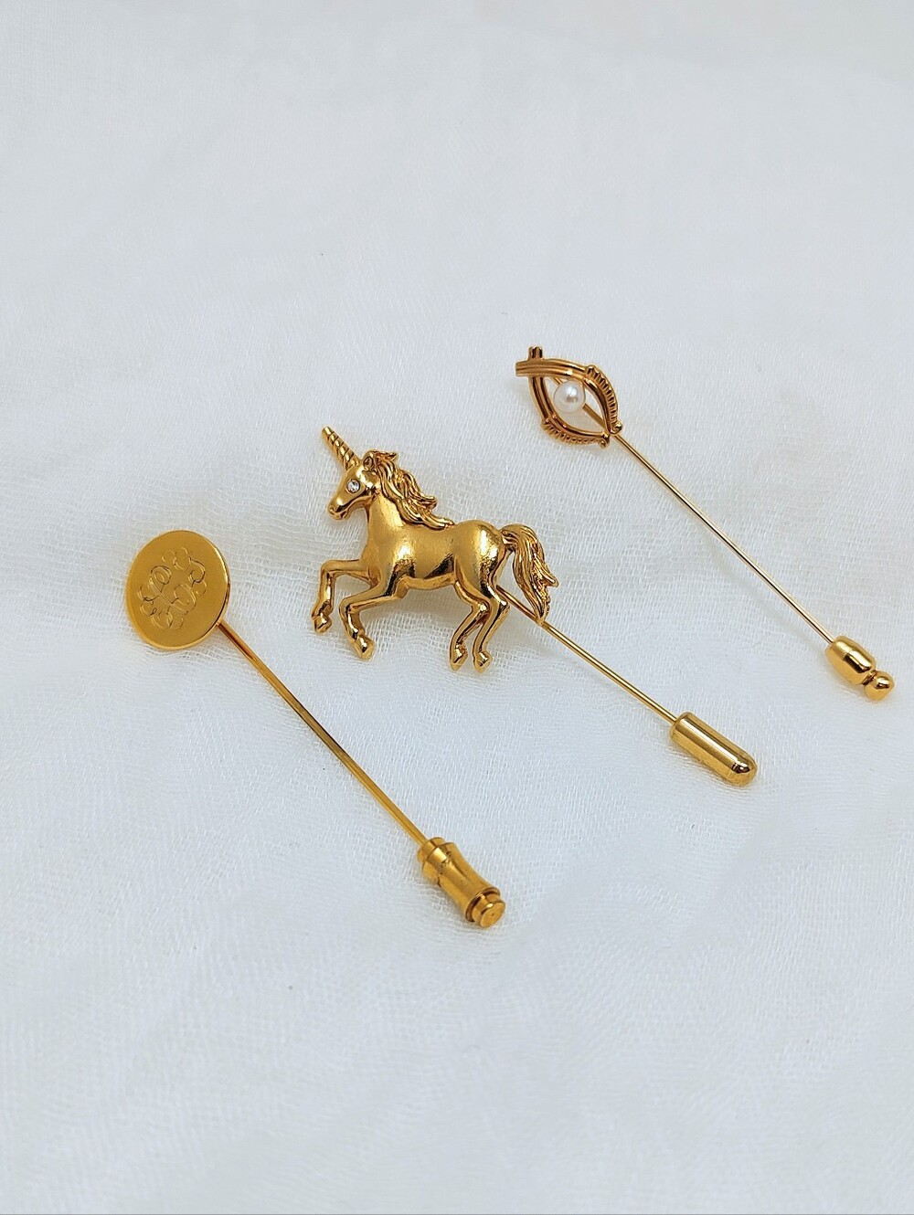 Set Of 3 Gold Tone Lapel Stick Pin Set